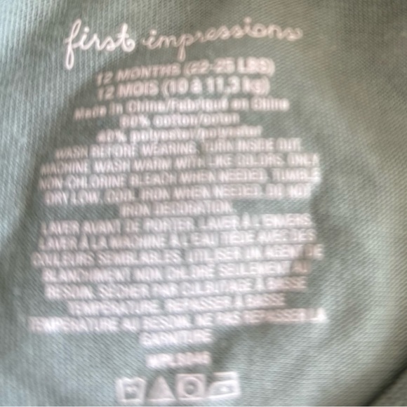 3/$9 - First Impressions Boys Long Sleeve Shirt Size 12 months - Picture 3 of 3